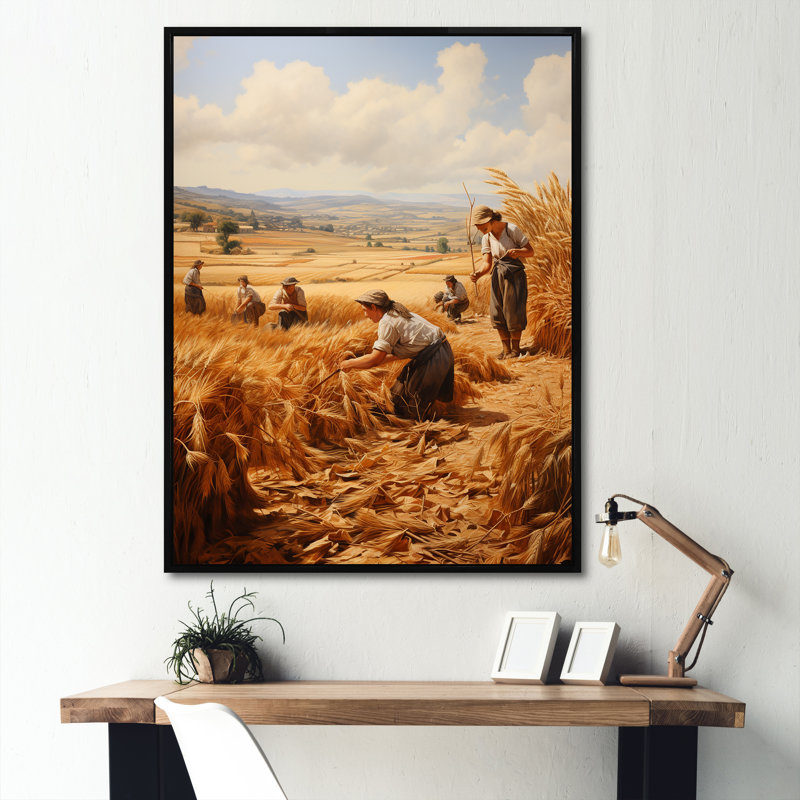 Sroda The Harvesters Jean François Millets, H 40 po x l 30 po x P 1,5 po, Cadre flottant noir
