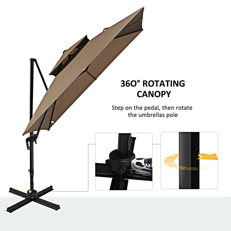 Parasol de patio extérieur avec base, L 3,92 po x P 3,92 po, Acier