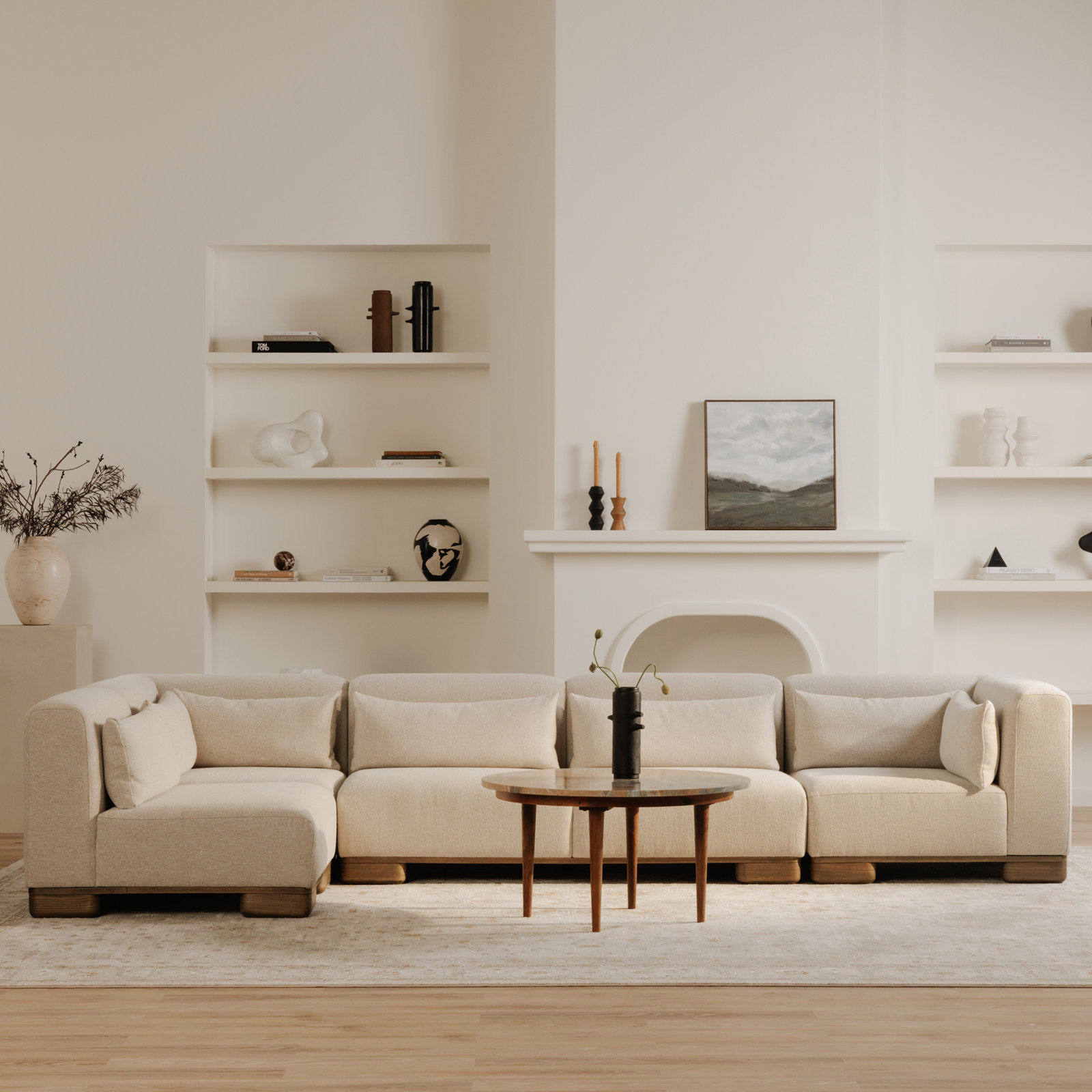 Beau Oak Slipper Chair, Beige