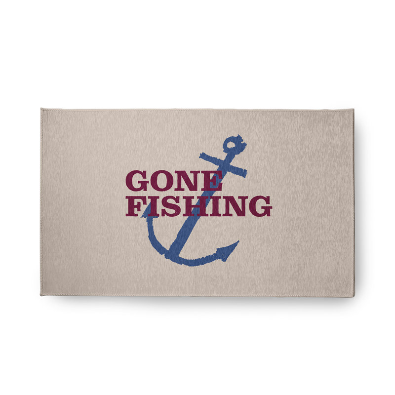 Tapis de plage en chenille Gone Fishing - CRWN1479RE12, Rectangle 1 pi 6 po x 2 pi 6 po