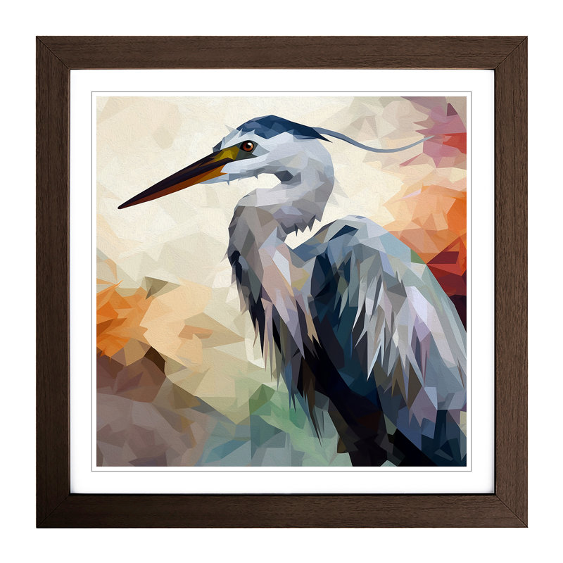 Heron Abstract 1 Piece Single Picture Frame Wall Art, Walnut