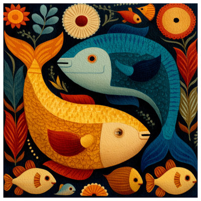 Colorful Fish Illustration Double Sided Throw Pillows
