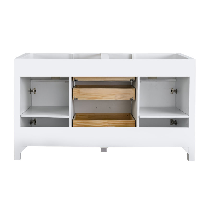 Meuble-lavabo double 60 po - Meuble autoportant sans comptoir - Blanc