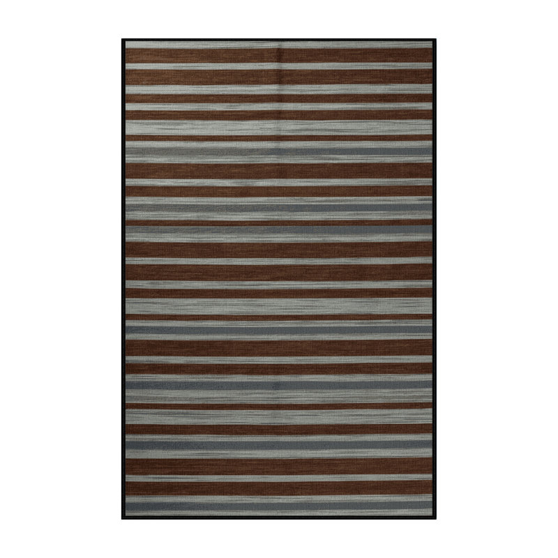 Tapis brun à rayures horizontales lavable à la machine, Tapis de couloir 2 pi x 4 pi