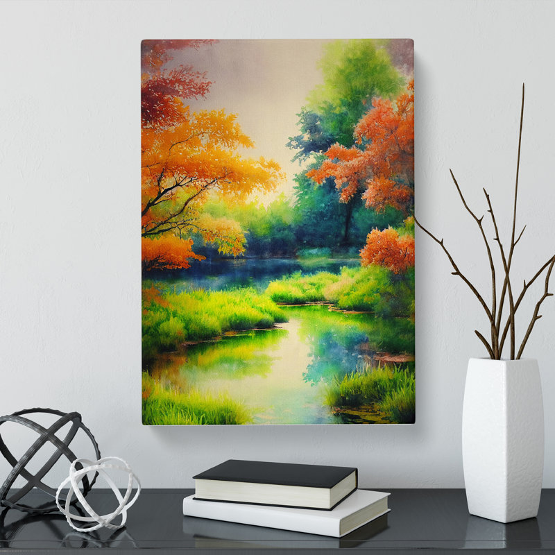 Watercolour Pond Vol.3 - Wrapped Canvas, 76cm H x 50cm W x 3cm D