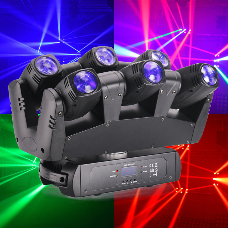 Projecteur de scène DEL RGBW 110 W, tête mobile activée par DMX et son, idéal pour DJ, fêtes et mariages.