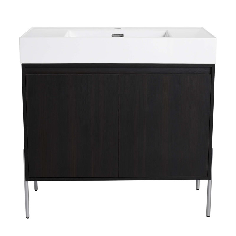 Meuble-lavabo autoportant avec lavabo en résine Cambreigh