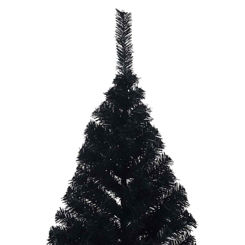6.89' H Lighted Artificial Christmas Tree, Black, 210 cm, with 120 Blue Balls
