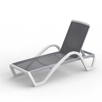 Adjustable Aluminum Patio Chaise Lounge With UV-Resistant Mesh And Wheels For Poolside And Lawn Relaxation