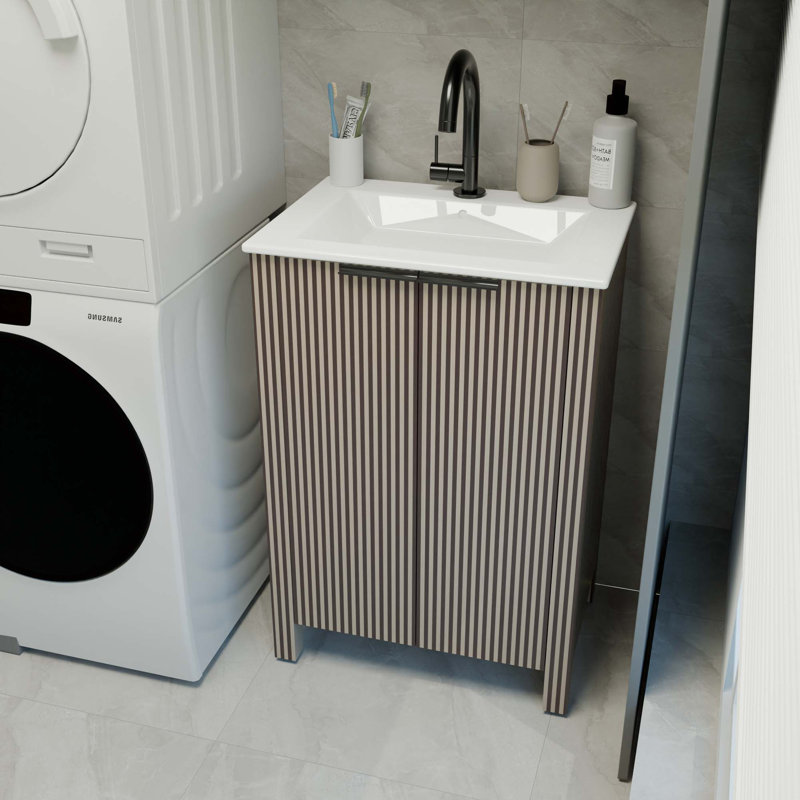 Meuble-lavabo moderne pliable avec lavabo en céramique