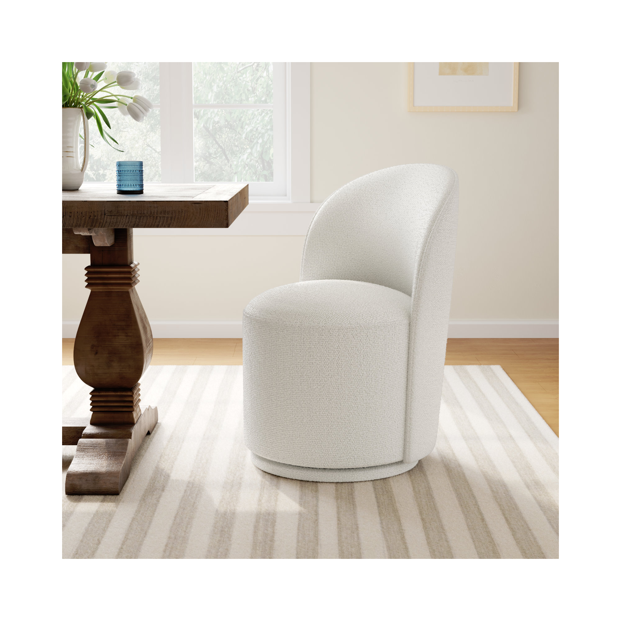 Sharlene Swivel Side Chair, Merino Pearl