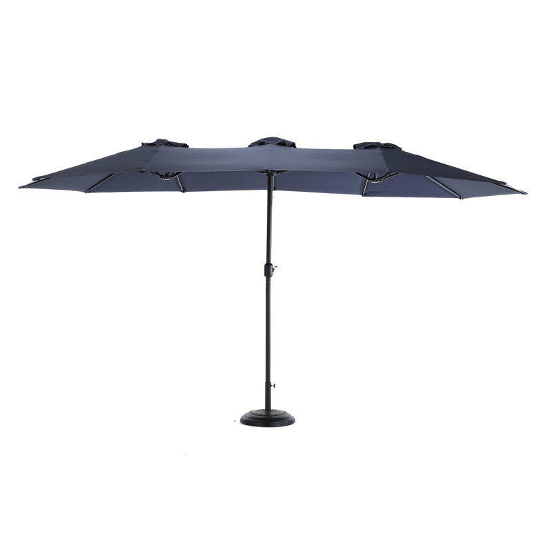 Grand parasol d'extérieur double face 14,8 pi avec manivelle (bleu marine) (sans base)