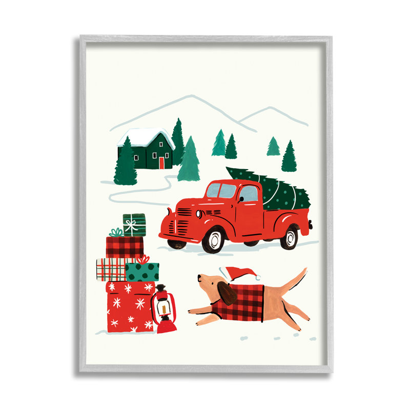 Chapeau de chien rétro Christmas Cottage, H 20 po x l 16 po, Estampe numérique Farmhouse