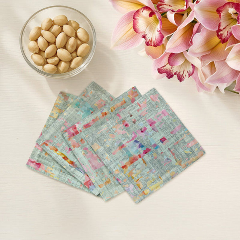 Coco Hemstitch Cocktail 6" Linen/Cotton Napkin, Mint