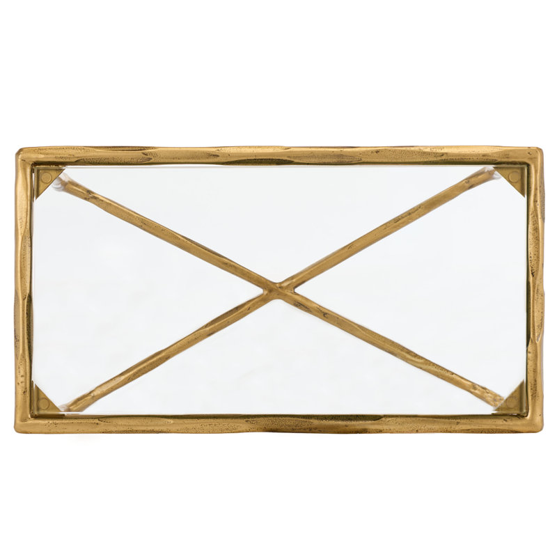 Isabellina Metal and Glass Accent Table, Brass