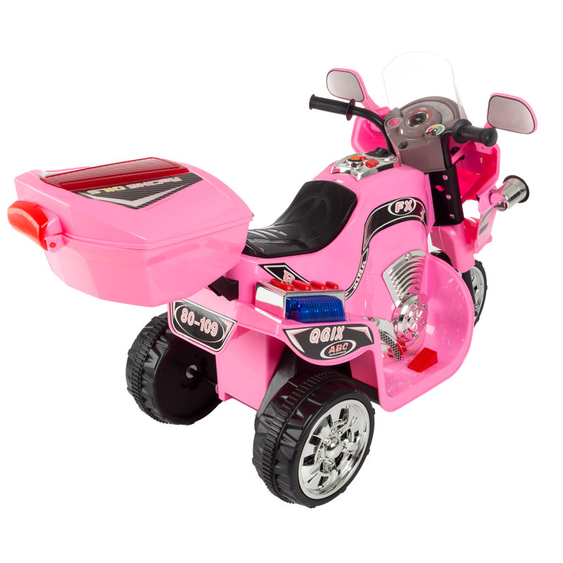 Pink 6-Volt Motorized Kids Motorcycle with Lights and Sounds