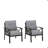 Set Of 2  All-Weather Metal Armchairs, Black Frame With Gray Cushions-98676419-98676418