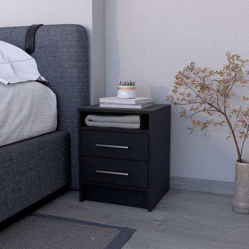 2-Drawer Nightstand, Black