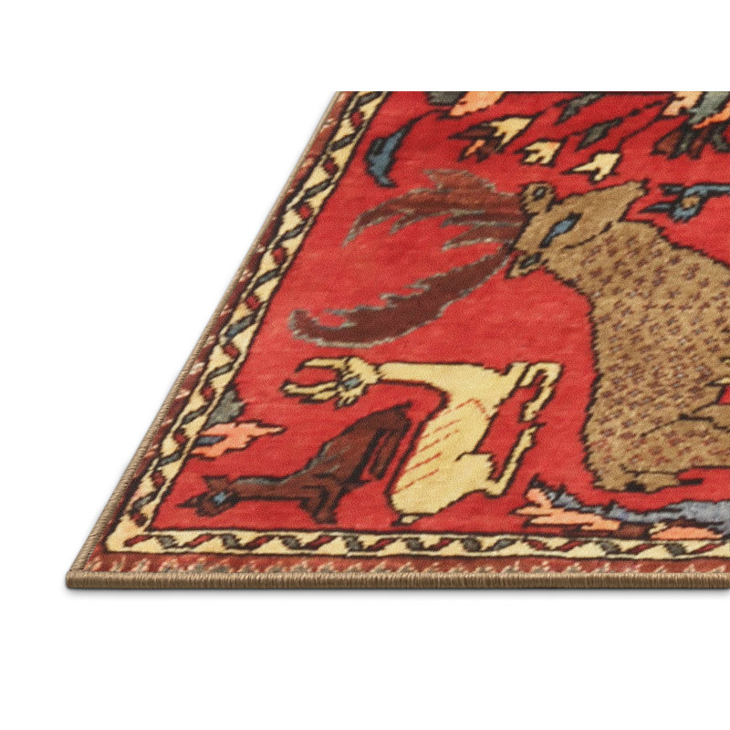 Tapis rouge/vert traditionnel Wiltsie, Rectangle 4 pi x 6 pi