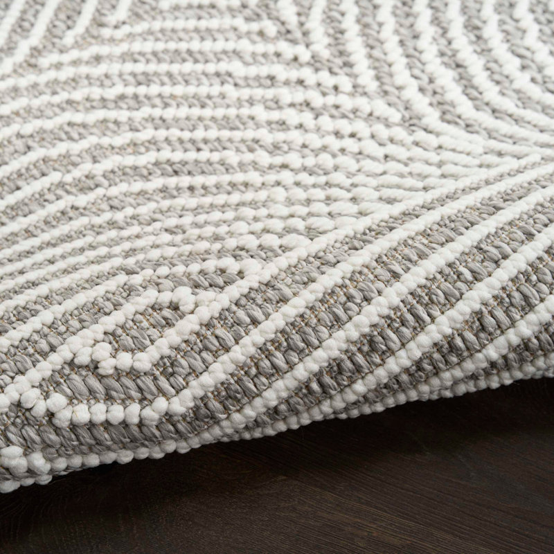 Coedy Grey Ivory Modern Indoor Rug, Rectangle 5'3" x 7'