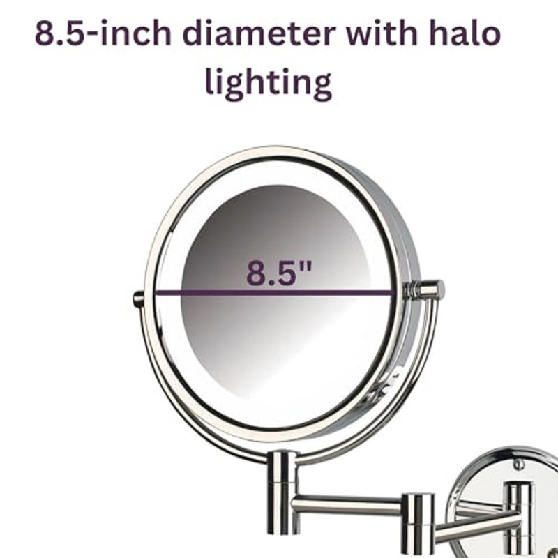 Ayen 8.5" Lighted Wall Mount Magnified Makeup Mirror, Plug In, Bronze