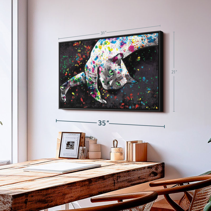 Animal "Peinture murale chat siamois", H 21 po x l 31 po