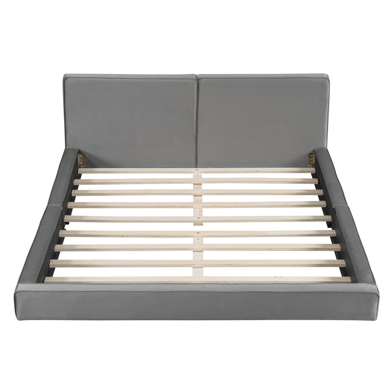 Lit plateforme tapissier Charetta, Gris