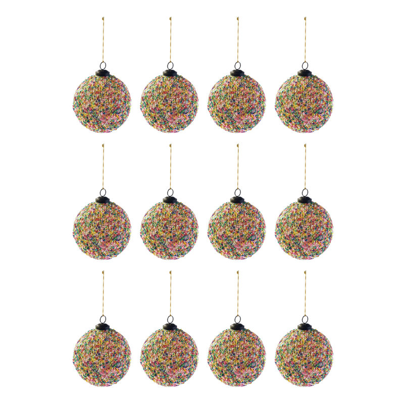 Ornement boule de verre avec paillettes