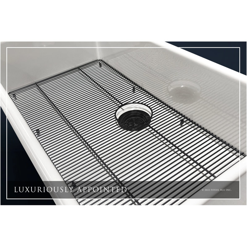 Luxury 36-Inch Solid Fireclay Farmhouse Sink, Flat Front, Matte Black Accessories