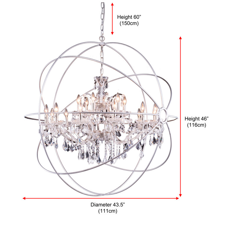 Geneva 18-Light Polished Nickel Crystal Globe Chandelier