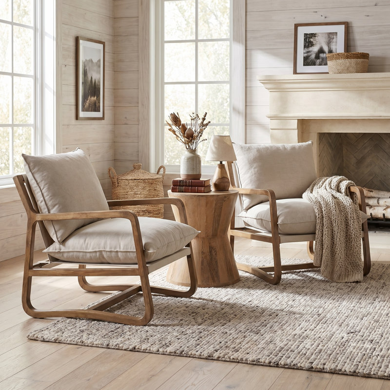 Chaise d'appoint rembourrée en bois massif Hollingsworth