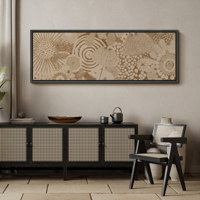 Abstract Beige Botanical Floral Minimalist Modern Panoramic Horizontal Boho Wall Art Decor