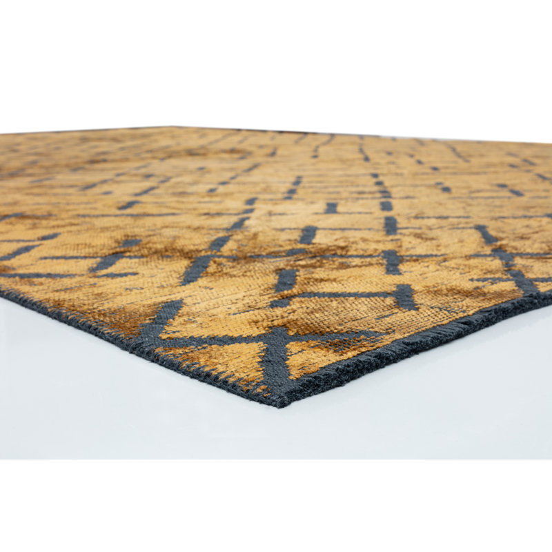 Tapis orange géométrique de luxe, Rectangle 7 pi 10 po x 9 pi 10 po