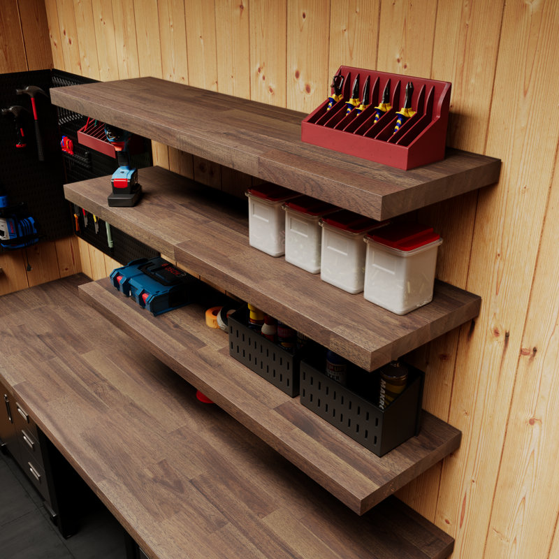 Planche de comptoir en bois massif de type « butcher block » - Quincaillerie non incluse, Acacia - Walnut - Finished