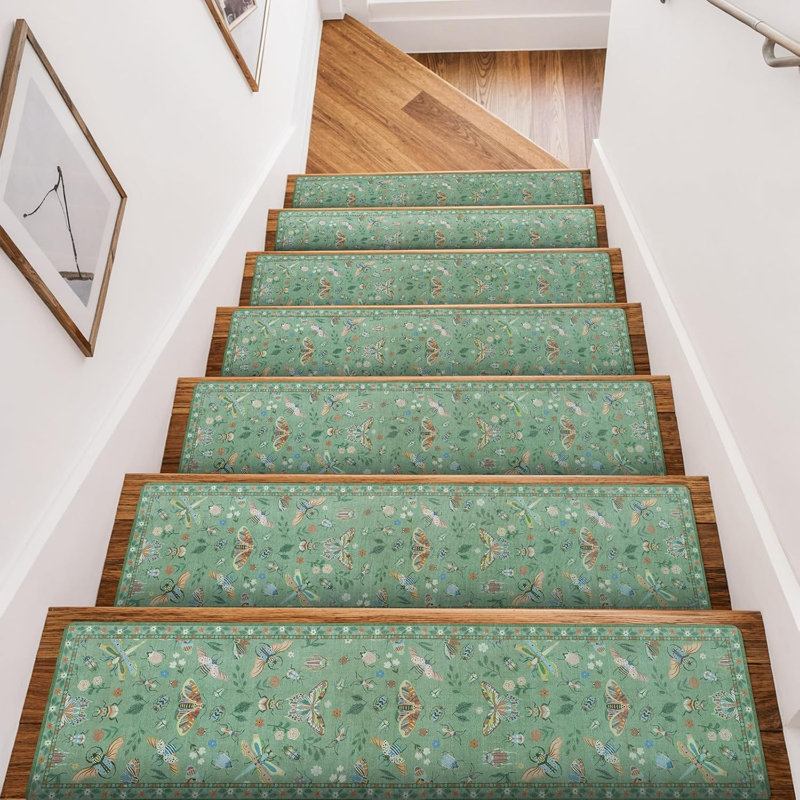 Tapis d'escalier antidérapant anti-insectes pour marches en bois, 15 pièces, 20 x 76 cm