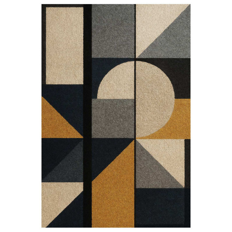 Talisman Collection Digital Print Cotton-Polyester Brown Multicolor Geometric Rug, Rectangle 4' x 5'