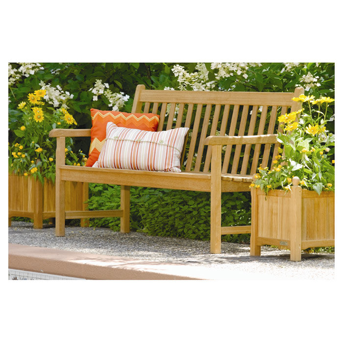Classic Outdoor Teak Bench, 35" H x 48.5" W x 26.5" D, Natural