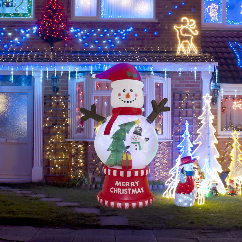 8FT Lighted Inflatable Snowman Globe Scene Decor