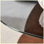 Table basse à structure en croix avec plateau en verre trempé gris et rangement en forme de ventilateur en noyer pour le salon, petits espaces