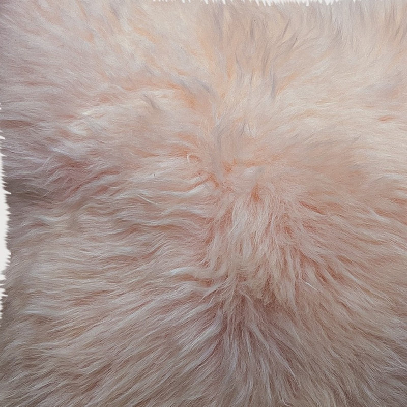 Coussin 18 "en peau de mouton taupe 18", 18 po x 18 po, Rosé, Carré