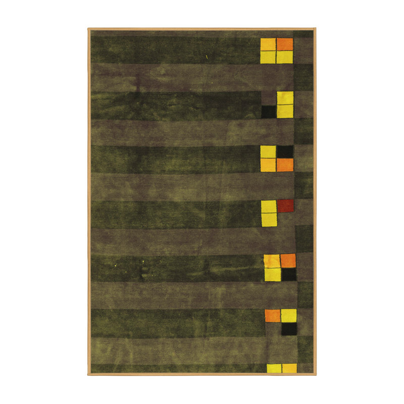 Tapis oriental tissé à la machine en jaune / brun / vert, Rectangle 2 pi x 3 pi