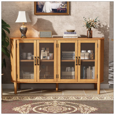 Storage Cabinet At The Entrance To The Living And Dining Room, Large Size, 4 Doors, Stylish Style, Natural