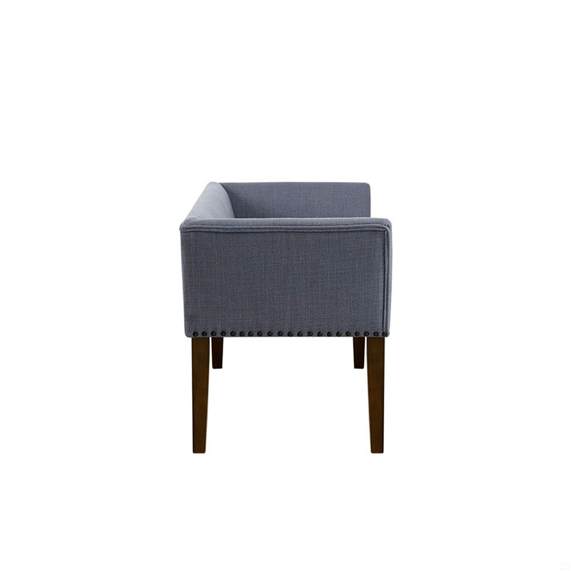 Dalice Upholstered Bench, Slate Blue, Black