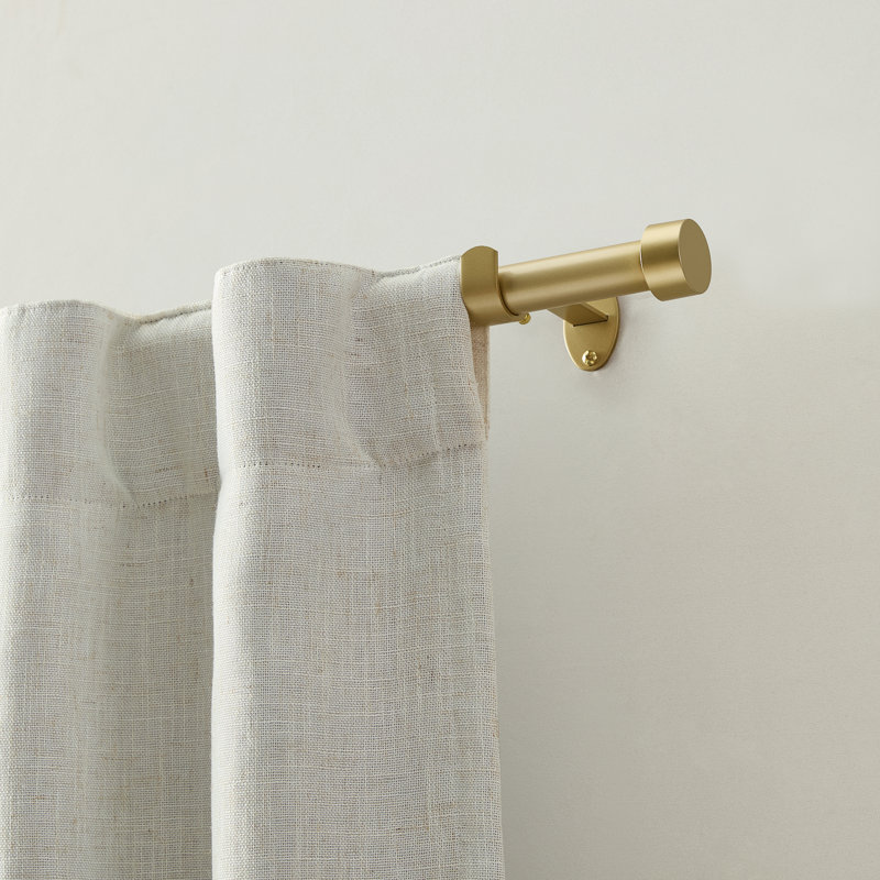 Tringle à rideau simple réglable 1 po avec embout de style contemporain Victorine, L 28 po x L 48 po, Doré clair