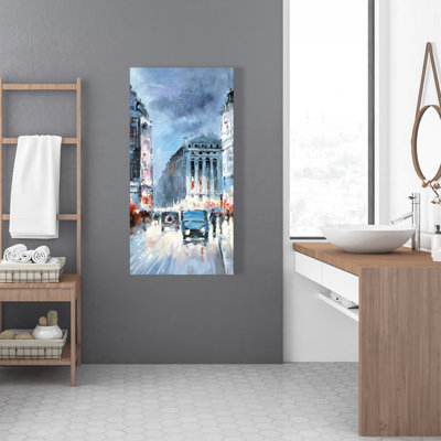 Abstract Red and Blue City - Modern Canvas for Home Decor