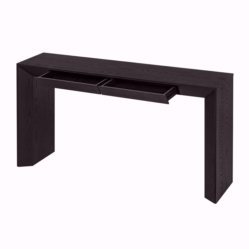 Console 60 po avec 2 tiroirs dissimulés, Noir