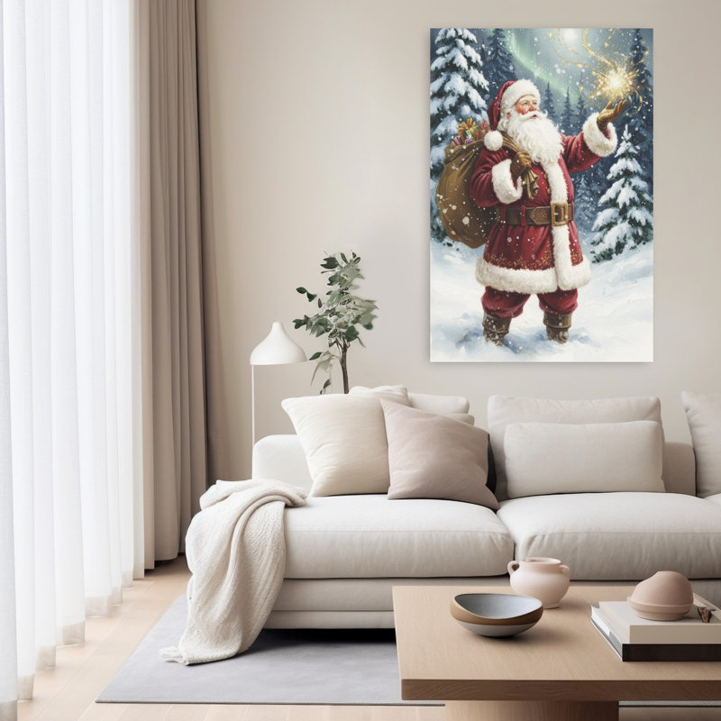 «Santa's Winter Magic Abstract Contemporary Forest Winter», art mural, H 60 po x l 40 po