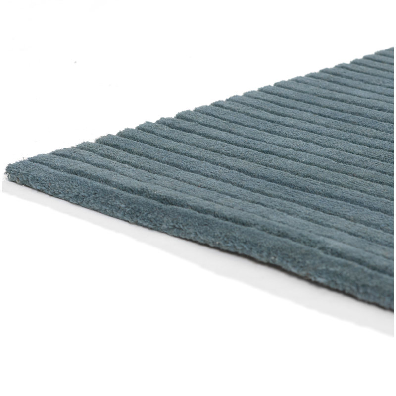 Tapis bleu en laine tissé à la main de couleur unie Guiness, Tapis de couloir 2 pi 6 po x 8 pi