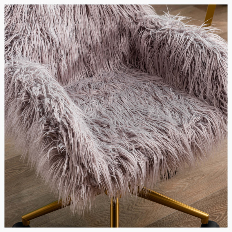 Ratchel Faux Fur Task Chair, Gray