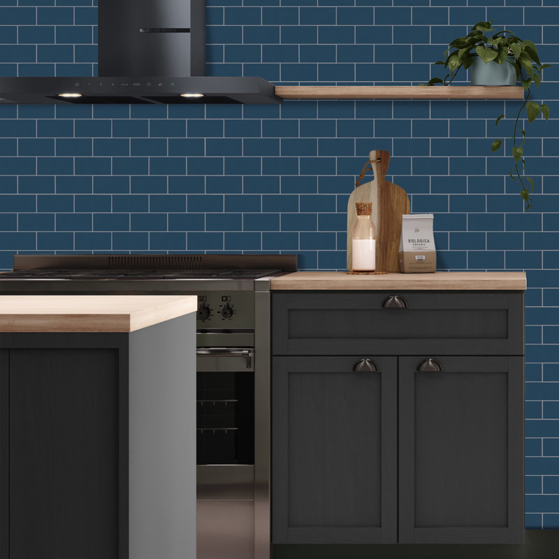 True Story 2'' W x 4'' L Porcelain Throughbody Tile Brick Mosaic Sheet, Navy